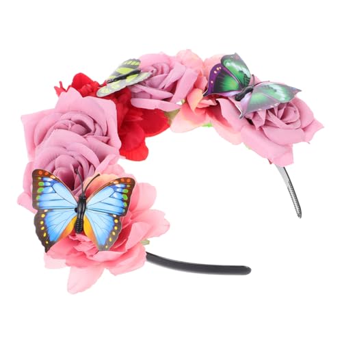 TOYZFRIENDY Simuliertes Blumen Haarband mit Schmetterlings Dekor Stoffstirnband für Damen Langlebiges Prom Kopfschmuck Boho Stil für Halloween Valentinstag und Festliche Anlässe von TOYZFRIENDY
