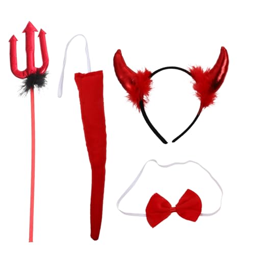 TOYZFRIENDY Teufelshörner Haarreif Set mit Teufelsschwanz und Fliege Rotes Teiliges Halloween Cosplay Zubehör für Damen und Langlebig und Bequem für Karneval und Themen Partys TOYZFRIENDY Teufelshörner Haarreif Set mit Teufelsschwanz und Fliege Rotes Teiliges Halloween Cosplay Zubehör für Damen und Langlebig und Bequem für Karneval und Themen Partys von TOYZFRIENDY