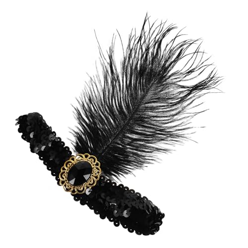 TOYZFRIENDY Vintage Stirnband Damen Kopfschmuck Komfortabel Federhaarschmuck Elegant für Jahre Flapper Party Showgirl Kostüm Schwarz TOYZFRIENDY Vintage Stirnband Damen Kopfschmuck Komfortabel Federhaarschmuck Elegant für Jahre Flapper Party Showgirl Kostüm Schwarz von TOYZFRIENDY