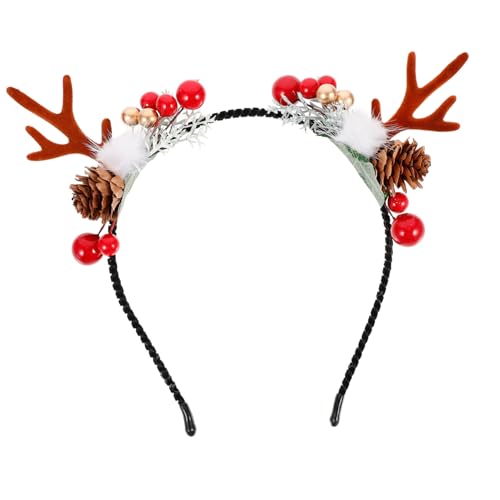 TOYZFRIENDY Weihnachtliches Rentier Geweih Stirnband mit Ohren Leichtes Komfortables Haarreif für Damen und Mädchen Festliche Kopfbedeckung für Weihnachtsfeiern und Kostüm Dekoratives von TOYZFRIENDY