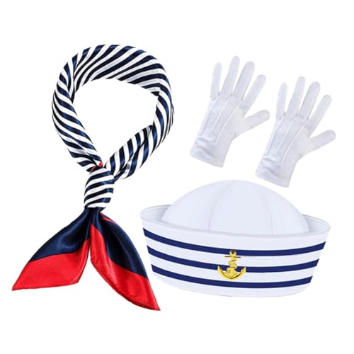 TOYZFRIENDY Yacht Captain Hut Set mit Gestreifter Mütze Seemannsschal und Handschuhen Nautisches Kostümzubehör für Herren Damen Partyoutfit Segler Accessoires für Karneval und Cosplay TOYZFRIENDY Yacht Captain Hut Set mit Gestreifter Mütze Seemannsschal und Handschuhen Nautisches Kostümzubehör für Herren Damen Partyoutfit Segler Accessoires für Karneval und Cosplay von TOYZFRIENDY