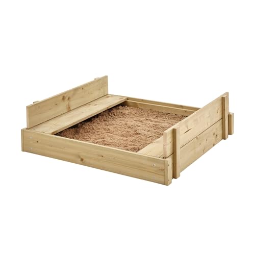 TP TP292 Sandkasten Toys Holzsandkasten mit Deckel, Zentimeter, FSC-zertifiziertes Holz, Holzdeckel verwandelt Sich in 2 Sitzbänke, ab 2 Jahren, holzfarben, 114 x 31 x 18 Centimeters von TP Toys