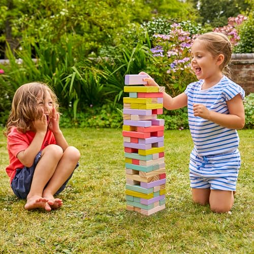 TP Toys Giant Wooden Tumble Tower FSC Certified Classic Tumbling Game with 60 Pastel Blocks & Matching Dice for Family Indoor & Outdoor Fun TP Toys Giant Wooden Tumble Tower FSC Certified Classic Tumbling Game with 60 Pastel Blocks & Matching Dice for Family Indoor & Outdoor Fun von TP Toys