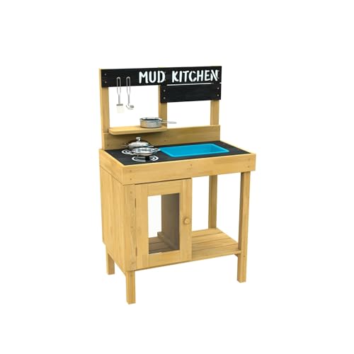 TP Toys Junior Cook Schlammküche aus Holz, FSC-zertifiziertes Holz, inklusive einem Starter-Set aus Edelstahlpfannen und Utensilien, vorgebohrte Löcher und einfacher Schlitzrahmen, perfekt für TP Toys Junior Cook Schlammküche aus Holz, FSC-zertifiziertes Holz, inklusive einem Starter-Set aus Edelstahlpfannen und Utensilien, vorgebohrte Löcher und einfacher Schlitzrahmen, perfekt für von TP Toys