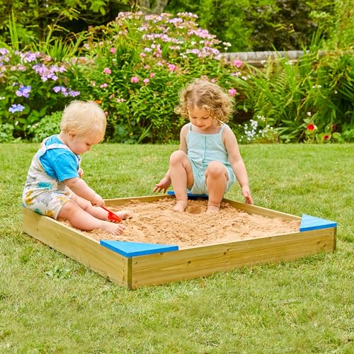 TP Toys Sandkasten aus Holz mit Deckel und Futter, Sandkasten für Kinder ab 2 Jahren von TP Toys