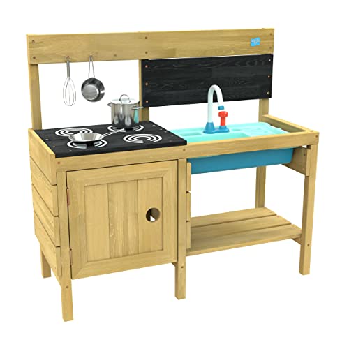 TP Toys TP670 Küche Splash & Play Happy Chef Schlammküche aus Holz Freien | für Kinder ab 3 Jahren | Garten-und Outdoor-Spielzeug, Holzfarben, 94 x 36 x 84 centimetres von TP Toys