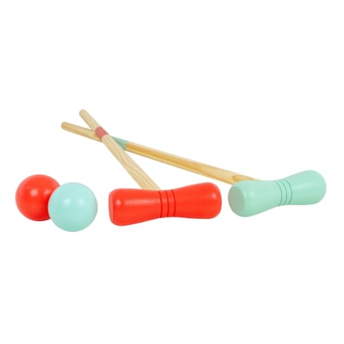 TP Toys Wooden Croquet Set FSC Certified 2-4 Player Outdoor Garden Game for Kids 3+ with Mallets, Balls, Metal Hoops & Winning Posts von TP Toys