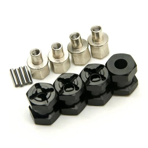 TPEIHUNG Legierung 12mm Hexagon Verlängerung Offset Hex Adapter Rad Hub 15/20/25/30mm for Axial SCX10 for Wraith 1/10 RC Crawler Auto Teile(15mm Black) von TPEIHUNG