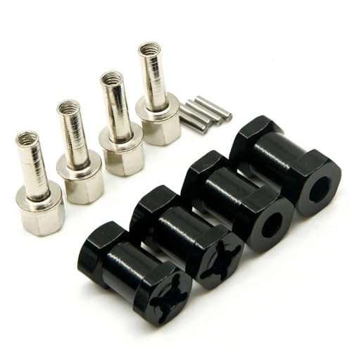TPEIHUNG Legierung 12mm Hexagon Verlängerung Offset Hex Adapter Rad Hub 15/20/25/30mm for Axial SCX10 for Wraith 1/10 RC Crawler Auto Teile(20mm Black) von TPEIHUNG
