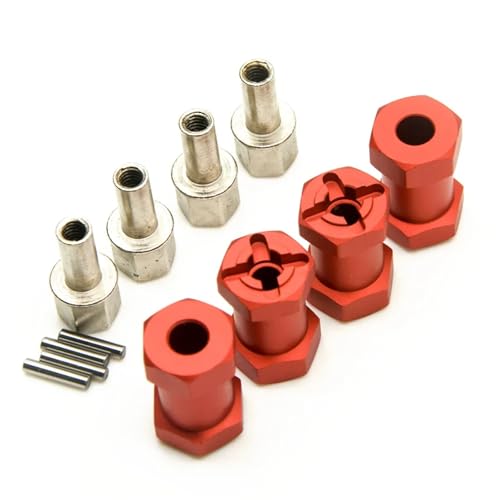 TPEIHUNG Legierung 12mm Hexagon Verlängerung Offset Hex Adapter Rad Hub 15/20/25/30mm for Axial SCX10 for Wraith 1/10 RC Crawler Auto Teile(20mm Red) von TPEIHUNG