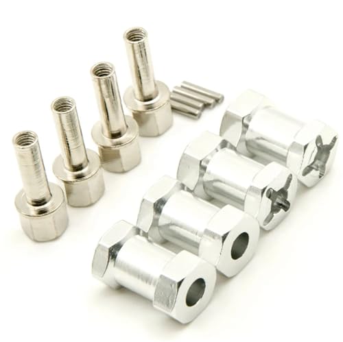 TPEIHUNG Legierung 12mm Hexagon Verlängerung Offset Hex Adapter Rad Hub 15/20/25/30mm for Axial SCX10 for Wraith 1/10 RC Crawler Auto Teile(20mm Silver) von TPEIHUNG