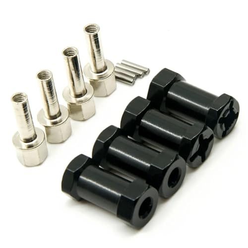 TPEIHUNG Legierung 12mm Hexagon Verlängerung Offset Hex Adapter Rad Hub 15/20/25/30mm for Axial SCX10 for Wraith 1/10 RC Crawler Auto Teile(25mm Black) von TPEIHUNG