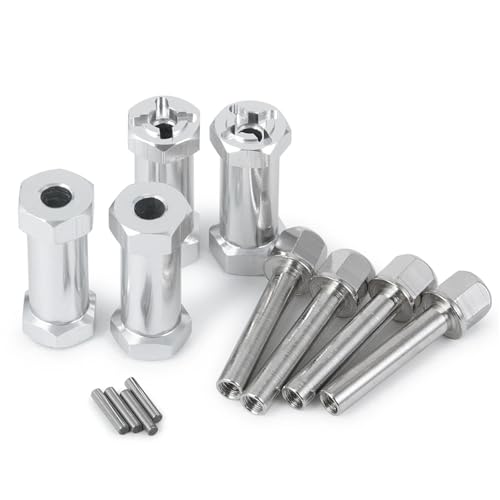TPEIHUNG Legierung 12mm Hexagon Verlängerung Offset Hex Adapter Rad Hub 15/20/25/30mm for Axial SCX10 for Wraith 1/10 RC Crawler Auto Teile(30mm Silver) von TPEIHUNG
