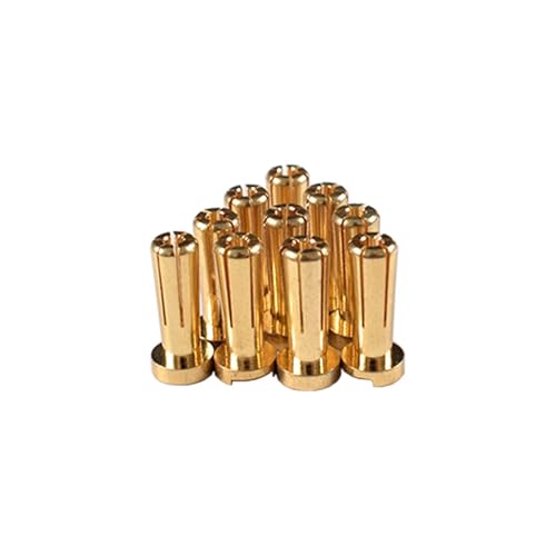 TPEIHUNG RC Hobby 5/10/20 Stück vergoldet 5,0 mm 18 mm rund Bullet Low Profile Stecker weiblich for RC Lipo Akkus Ladegerät(10pcs 5.0mm 18mm) von TPEIHUNG