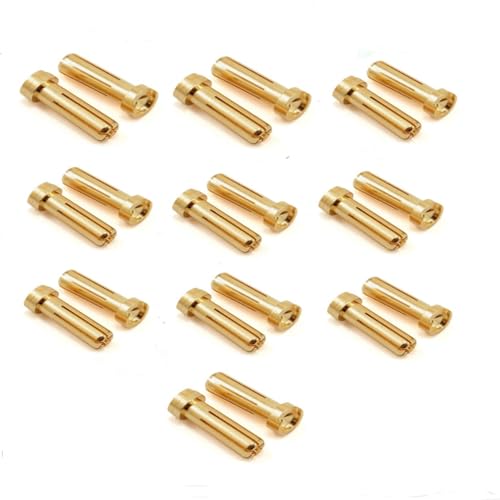 TPEIHUNG RC Hobby 5/10/20 Stück vergoldet 5,0 mm 18 mm rund Bullet Low Profile Stecker weiblich for RC Lipo Akkus Ladegerät(20pcs 5.0mm 18mm) von TPEIHUNG