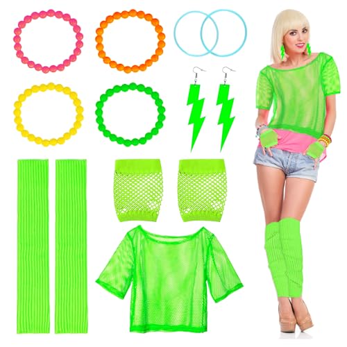 TPTGIAR 80er Jahre Kostüm für Damen, 80er Jahre Accessoires für Frauen, 1980er Jahre Verkleidung Frauen Set mit T-Shirt Ohrring Fischnetz Handschuhe Perlenarmband Silikonarmband Beinstulpen für Frauen TPTGIAR 80er Jahre Kostüm für Damen, 80er Jahre Accessoires für Frauen, 1980er Jahre Verkleidung Frauen Set mit T-Shirt Ohrring Fischnetz Handschuhe Perlenarmband Silikonarmband Beinstulpen für Frauen von TPTGIAR