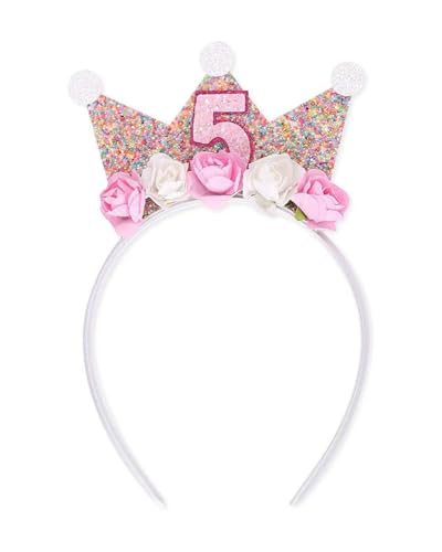 TPZORJX 5 Jahr Geburtstagskrone,Krone Geburtstag 5 Jahre Mädchen, Geburtstagskrone Mädchen 5 Jahre,Krone,Crown 5 Jahr Geburtstag mit Rose Blumen, Stirnband TPZORJX 5 Jahr Geburtstagskrone,Krone Geburtstag 5 Jahre Mädchen, Geburtstagskrone Mädchen 5 Jahre,Krone,Crown 5 Jahr Geburtstag mit Rose Blumen, Stirnband von TPZORJX