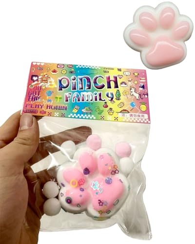 TPZORJX Squishy Cat Paw, Squishy Katze Pfote, Katzenpfoten Squeeze Spielzeug, Cat Paw Squeeze Toy, Süße Katzenpfoten Stressabbau Fidget Toys für Kinder und Erwachsene(Weiß/Rosa) von TPZORJX