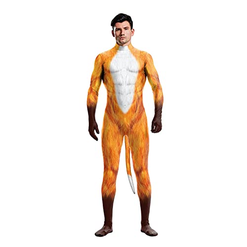 Hundekostüm mit Schwanz, Ganzkörper-Hunde-Rollenspiel-Kostüm, Jumpsuit, Tiermuskel-Bodysuit, Halloween, Cosplay, Party (Gelb, L) von TPone