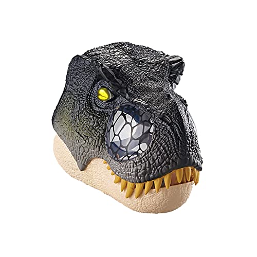 Realistische beleuchtete Augen Dinosaurier Maske Beweglicher Kiefer Sounds Effekt T-Rex Maske für Halloween Weihnachten Jurassic Party Requisiten (Grau) von TPone