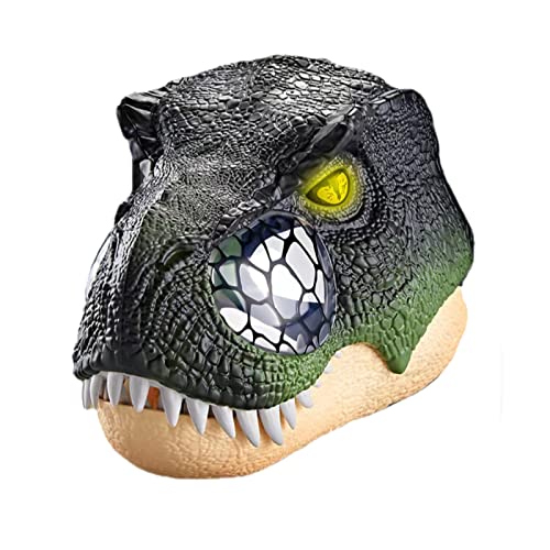 Realistische beleuchtete Augen Dinosaurier Maske Beweglicher Kiefer Sounds Effekt T-Rex Maske für Halloween Weihnachten Jurassic Party Requisiten (Grün) von TPone
