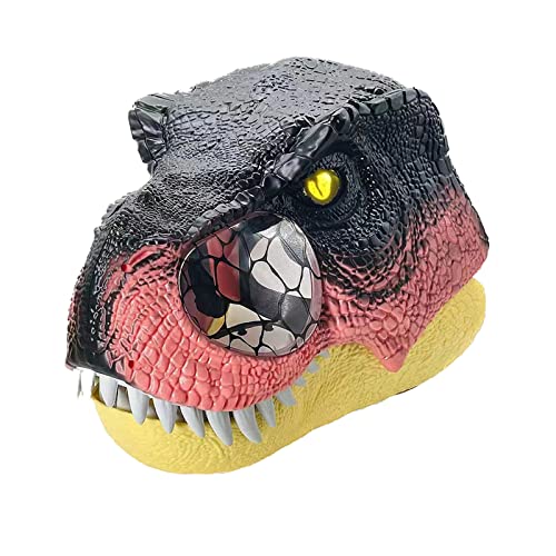 Realistische beleuchtete Augen Dinosaurier Maske Beweglicher Kiefer Sounds Effekt T-Rex Maske für Halloween Weihnachten Jurassic Party Requisiten (Rot) von TPone