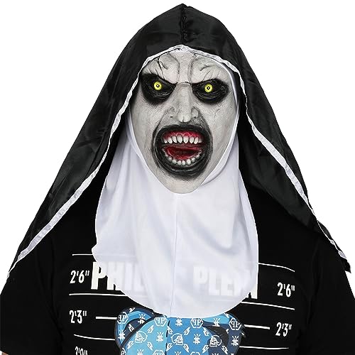 TPone 2023 Nonnenmaske, Halloween-Nonnenmaske, gruselige Cosplay-Maske, realistische Horror-Maske für Karneval, Kostüm, Party, Maskerade von TPone