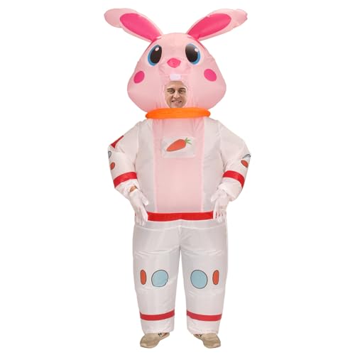 TPone Aufblasbares Osterkostüm, rosa Kaninchen, aufblasbares Kostüm, Ganzkörper-Hase für Erwachsene, Unisex, aufblasbares Astronauten-Kostüm von TPone
