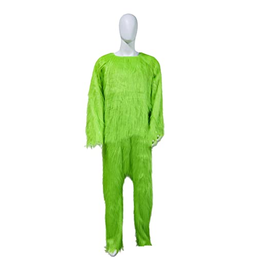 TPone Grünes pelziges Weihnachtsmann-Kostüm, Übergröße, warm, flauschig, Deluxe, grünes Monster-Outfit, Kleid, Erwachsene, Größe L von TPone