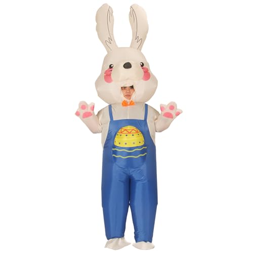 TPone Weißes Kaninchen aufblasbares Osterkostüm, aufblasbares Outfit-Ganzkörper-Hase Erwachsener Unisex aufblasbares Kostüm von TPone