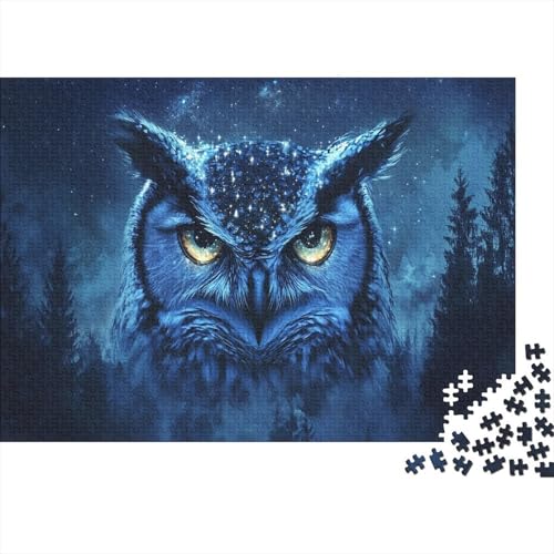 Eule Puzzleteile 1000-Stücke Bildungsspiele Nachthimmel Wald Das Unmögliche Puzzle Und Kinder Ab 14 Jahren Puzzle Für Erwachsene WohndekoRatteion 1000pcs (75x50cm) von TQMDEHVUP