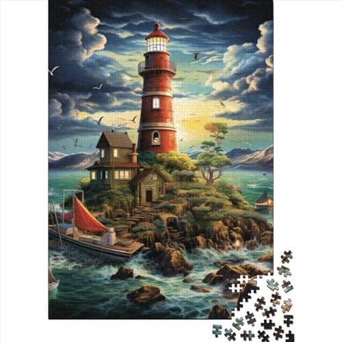 Küste Leuchtturms Puzzle 1000-teilige Schwer Puzzle Spielzeug Pädagogisches Spiel Impossible Herausforderung Spielzeug Für Erwachsene Kinder 1000pcs (75x50cm) von TQMDEHVUP