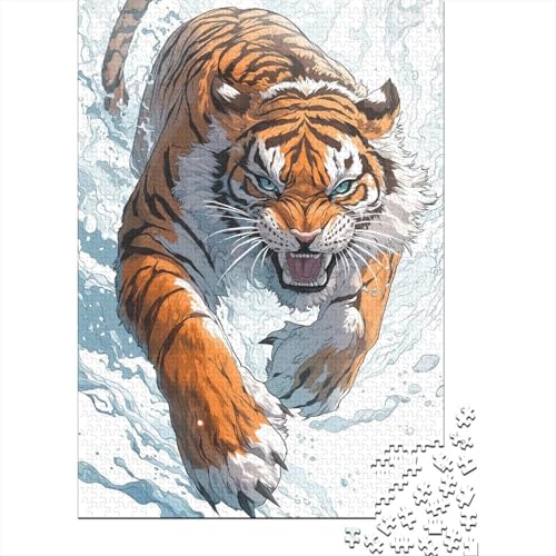 Tiger Puzzle 1000 Teile Schwer Puzzle Spielzeug Pädagogisches Spiel Impossible Herausforderung Spielzeug Für Erwachsene Kinder 1000pcs (75x50cm) von TQMDEHVUP
