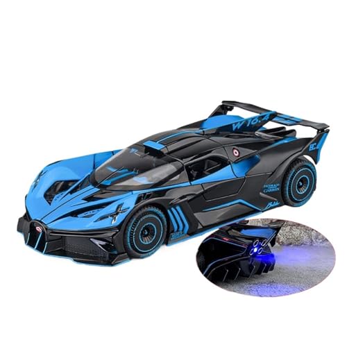 1/24 Für Sprühbare Bugatti Supercars Flying Fire Meteor Return Sound- Und Lichtspielzeug-Legierungsautomodelle Druckguss Fahrzeuge Modell(Blau) von TQMEAD