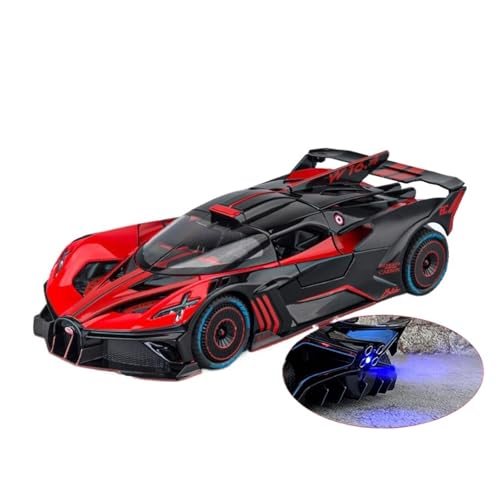 1/24 Für Sprühbare Bugatti Supercars Flying Fire Meteor Return Sound- Und Lichtspielzeug-Legierungsautomodelle Druckguss Fahrzeuge Modell(Rot) von TQMEAD