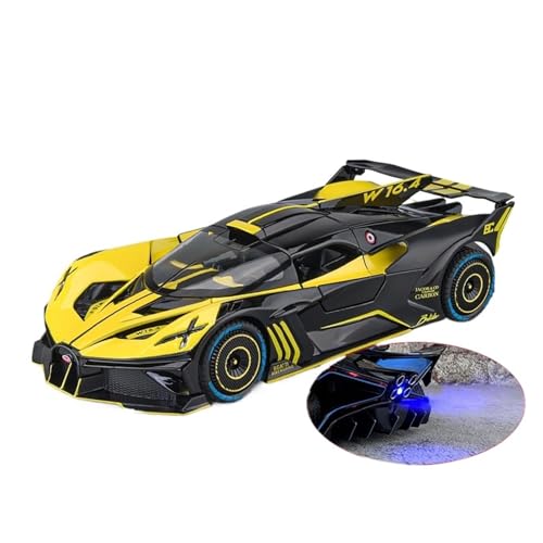 1/24 Für Sprühbare Bugatti Supercars Flying Fire Meteor Return Sound- Und Lichtspielzeug-Legierungsautomodelle Druckguss Fahrzeuge Modell(Yellow) von TQMEAD