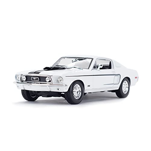 1 18 Für 1968 Ford Mustang GT Cobra Jet Sportwagen Legierungsornamente Können Als Sammlerstücke Präsentiert Werden Druckguss Fahrzeuge Modell(White) von TQMEAD