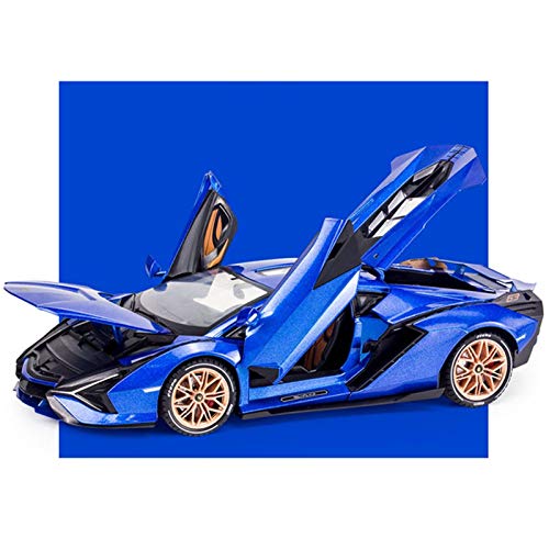 1 18 Lambor Alloy Sammler-Spielzeugfahrzeug Pull Back Druckguss-Automodell Mit Licht Und Sound Druckguss Fahrzeuge Modell(Blau) von TQMEAD