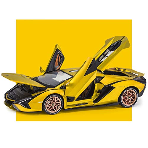 1 18 Lambor Alloy Sammler-Spielzeugfahrzeug Pull Back Druckguss-Automodell Mit Licht Und Sound Druckguss Fahrzeuge Modell(Yellow) von TQMEAD