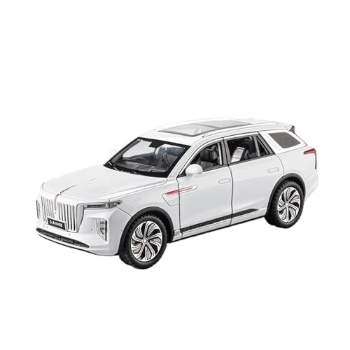 1 24 Für Hongqi E-HS9 SUV Legierung Auto Druckguss Metall Modell Simulation Sound Und Licht Spielzeug Display Druckguss Fahrzeuge Modell(White) von TQMEAD