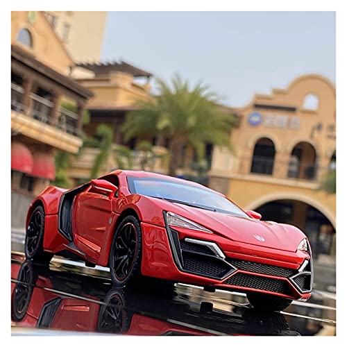1 24 Für Lykan Hypersport Sport Metalldruckguss Pull Back Modelle Auto Mit Licht Und Sound Druckguss Fahrzeuge Modell(Rot) von TQMEAD