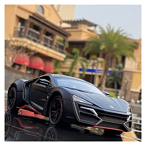 1 24 Für Lykan Hypersport Sport Metalldruckguss Pull Back Modelle Auto Mit Licht Und Sound Druckguss Fahrzeuge Modell(Schwarz) von TQMEAD
