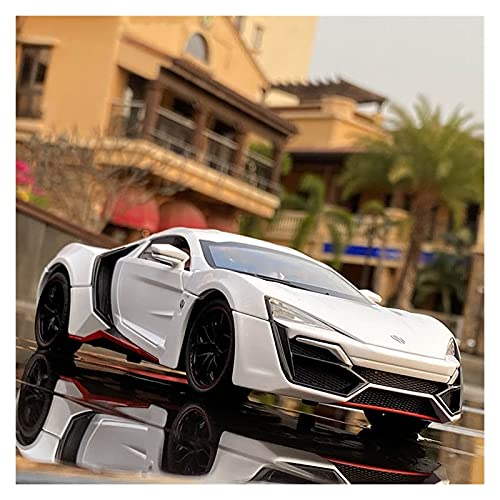 1 24 Für Lykan Hypersport Sport Metalldruckguss Pull Back Modelle Auto Mit Licht Und Sound Druckguss Fahrzeuge Modell(White) von TQMEAD