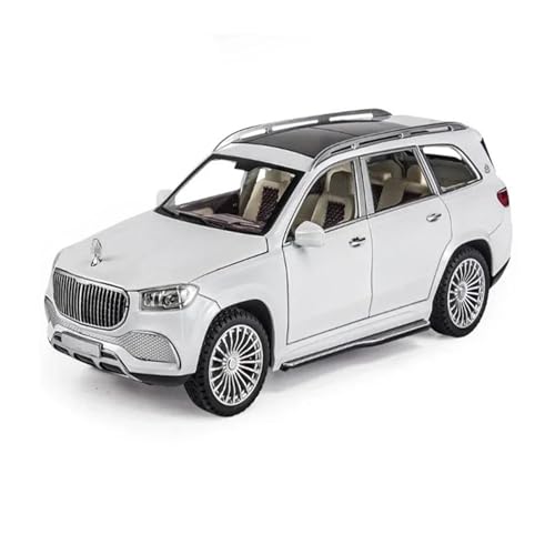 1 24 Für Maybach GLS600 Metalldruckguss-Modellauto Mit Licht/Sound, Zurückziehbares Autospielzeug Druckguss Fahrzeuge Modell(White) von TQMEAD