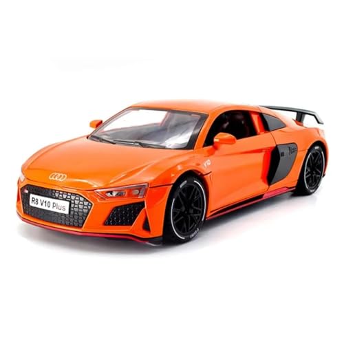 1 24 Für R8 V10 Plus Auto Modell Legierung Druckguss Modell Hinterrad Rückstoß Funktion Sound Und Licht Fahrzeug Druckguss Fahrzeuge Modell(Orange) von TQMEAD