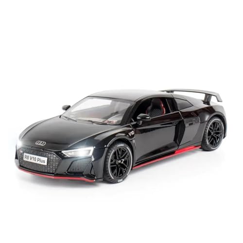 1 24 Für R8 V10 Plus Auto Modell Legierung Druckguss Modell Hinterrad Rückstoß Funktion Sound Und Licht Fahrzeug Druckguss Fahrzeuge Modell(Schwarz) von TQMEAD
