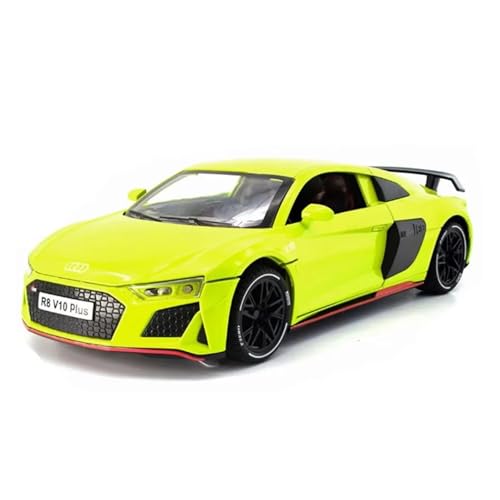1 24 Für R8 V10 Plus Auto Modell Legierung Druckguss Modell Hinterrad Rückstoß Funktion Sound Und Licht Fahrzeug Druckguss Fahrzeuge Modell(Yellow) von TQMEAD