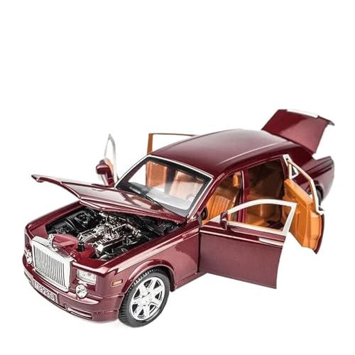 1 24 Für Rolls Royce Phantom Diecast Legierung Auto Modell Metall Spielzeug Sound Licht Zurückziehen Auto Dekoration Sammlung Druckguss Fahrzeuge Modell(Rot) von TQMEAD