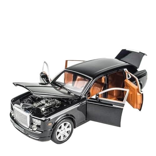 1 24 Für Rolls Royce Phantom Diecast Legierung Auto Modell Metall Spielzeug Sound Licht Zurückziehen Auto Dekoration Sammlung Druckguss Fahrzeuge Modell(Schwarz) von TQMEAD