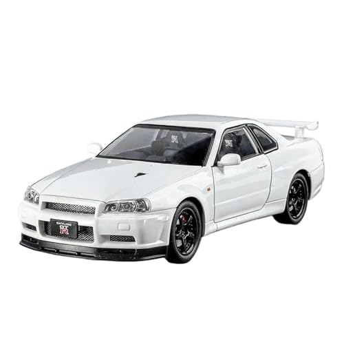 1 24 Für Skyline Ares GTR R34 Legierung Sportwagen Druckguss Metall Rennfahrzeuge Modell Sound Und Licht Spielzeug Sammlungen Druckguss Fahrzeuge Modell(White) von TQMEAD